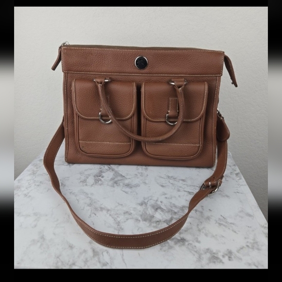 Vintage Dooney and Bourke Chestnut Double Pocket Satchel - Picture 1 of 12